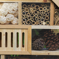 Hôtel pour insectes de luxe XXL 101x 23x109 cm en forme d'arche - Deux sections Hôtel en bois naturel pour abeilles et insectes (Classique)