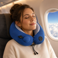 Olyi Coussin de massage cervical personnalisé 3D gonflable en U en suède à double moteur pour le soutien cervical, vente en gros OEM