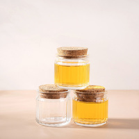 Pot en verre mini transparent rayé de 50 ml avec bouchon en liège, qualité alimentaire, pour yaourt, dessert, épices, avec logo personnalisé