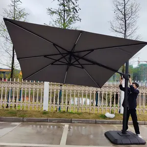 Yeni tasarım açık 10-Feet konsol büyük ışık veranda şemsiye ofset asılı LED şemsiye bahçe gölgeleme için