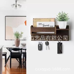 Wooden <b>Wall</b> Mounted Key <b>Storage</b> Rack With Mail Organizer For Entryway Living Room Home Decor - Product Image 1