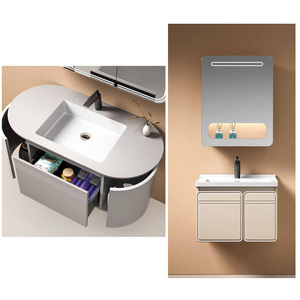 <span class=keywords><strong>Meuble</strong></span> de salle de bain suspendu mural avec vasque profonde, miroir LED et design personnalisé - Product Image 6
