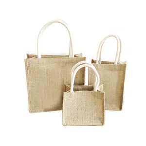 Top Quality Customized Customs Logo Printing Plain Jute Linen Shopping Bag Buyers