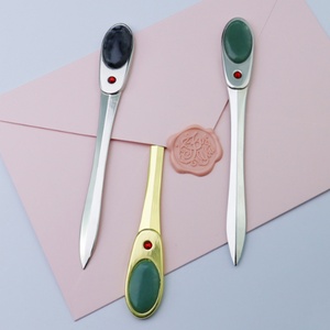 Abridor de cartas con forma de sobre, cuchilla de corte redonda para negocios, punta de cuchilla, tagliacarte plateado, diseño elegante para invitados. - Product Image 2