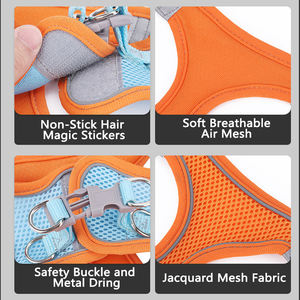 Verstelbare reflecterende veiligheids- en ademende nylon borsttuig en riemset, antislip zacht mesh vest voor katten en kleine honden - Product Image 3