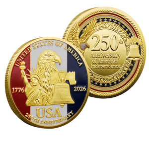Koin Peringatan Ulang Tahun Kemerdekaan Amerika ke-250, Stock 1776-2026, Berlapis Besi, Lambang Elang Patung Liberty - Product Image 1