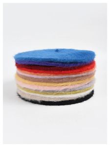 Béret en tricot jacquard pour femme, automne-hiver, style coréen, couleur bonbon, casquette décontractée, béret de peintre - Product Image 6