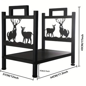 Metal <b>Log</b> Holder Rectangle Powder Coated Firewood Storage <b>Rack</b> Indoor Outdoor Classic Style Wood Fuel - Product Image 3