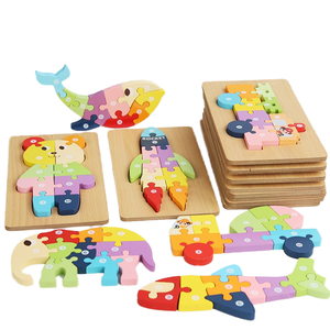 Jouet de puzzle en bois de dessin animé 3D pour enfants de 5 à 7 ans - Éducation Montessori précoce Animaux Puzzle - Product Image 4