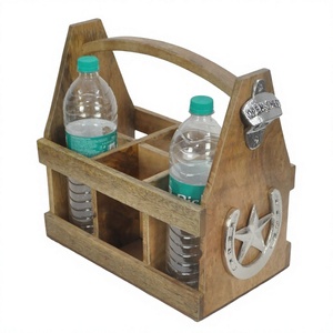 Exhibidor de Botellas de Madera con Asa, Soporte para Botellas de Servicio para Camareros de Hotel, Caddy Decorativo de Madera para Mesa, Ecológico - Product Image 1