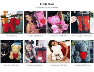 Ours en rose de 25 cm, ours en rose de 40 cm, ours en rose de 70 cm, ours en peluche romantique en PE, fleurs artificielles en mousse pour cadeaux de Saint-Valentin - Product Image 6