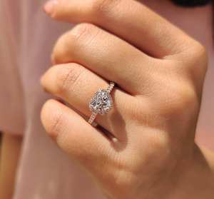 Anillos de Diamantes de Laboratorio con Corte Corazón al por Mayor, Oro Sólido de 10k, 14k, 18k, 1ct, Sin Níquel, Sin Plomo, Joyería Fina Clásica, Venta al por Mayor, Fábrica de India - Product Image 1