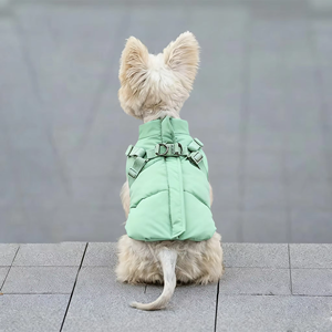 Jaket hewan peliharaan, baju anjing mewah tahan air tahan angin tebal hangat pola polos bernapas musim dingin - Product Image 3