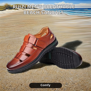 <span class=keywords><strong>Sandali</strong></span> Sportivi Estivi da Uomo Traspiranti e Comodi in Pelle PU Antiscivolo con Punta Chiusa e Chiusura Slip-On per la Spiaggia - Product Image 2