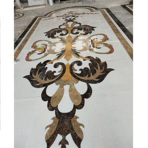 Современный роскошный медальон из белого и бежевого водоструйного камня квадратный мраморный пол - Product Image 3