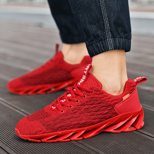 Men Blade Sole Running <b>Shoes</b> Breathable <b>Knit</b> Upper Shock Absorbing Fashion Athletic Training Sneakers - Product Image 4