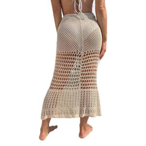 Nouvelle jupe de plage tricotée unie ajourée <span class=keywords><strong>Manga</strong></span> Summer, paréo de maillot de bain, jupe de protection solaire pour femme - Product Image 5