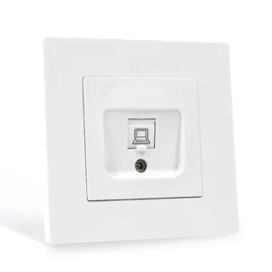 EU Standard Single Internet Socket 86*86mm White Color Electrical Outlet Internet Cat6 Outlet For Computer Use