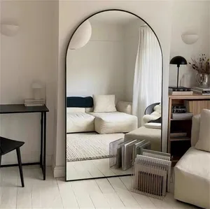 Espelho de comprimento total para piso com moldura de metal