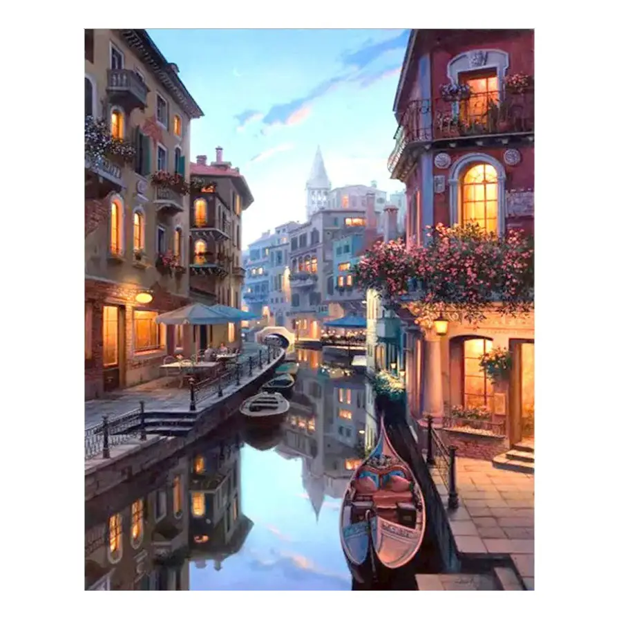 Europe landscape painting diy oil painting by numbers digital art painting