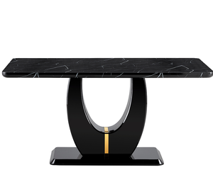 Mesa de Comedor Moderna, Sencilla y Lujosa, con Acabado en Mármol Negro y Patas de Metal, para 6 Personas, Resistente, para Hogar, Hotel y Comedores - Product Image 1