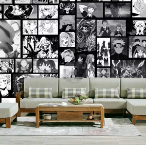 อะนิเมะตัวละครการ์ตูนญี่ปุ่นสีดำและสีขาวลอกและวางภาพจิตรกรรมฝาผนังวอลล์เปเปอร์ที่ถอดออกได้ - Product Image 1