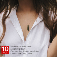 eManco 10PCS Collier délicat en acier inoxydable à double barre verticale, pendentif à deux barres polies pour femme, idéal pour le bureau et les tenues quotidiennes superposées