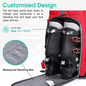 Sac à skis gratuit, sac à skis 65L, sac à dos pour skis, snowboard et accessoires, en nylon 1680D imperméable - Product Image 4