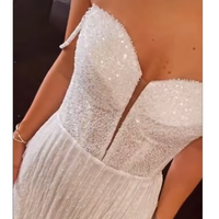 Robe de soirée de luxe sexy à décolleté plongeant en V, dos nu, avec franges à paillettes et perles, taille personnalisable, idéale pour les soirées post-mariage et la danse