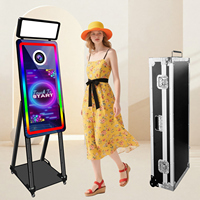 Cabina de Fotos con Espejo Mágico para Selfies, Compatible con Cámara e Impresora, Espejo Cuadrado con Luz para Eventos