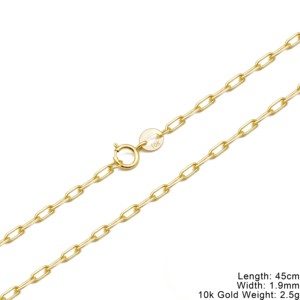 Nova Moda: Colar Feminino de Ouro Maciço Genuíno 10K 9K AU375 com Elo de Corrente Tipo Curb, Paper Clip e Cabo - Product Image 3