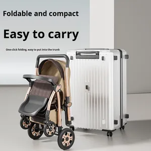Cochecito de Bebé Plegable, Reversible, con Amortiguación, Cesta de <span class=keywords><strong>Dormir</strong></span> Grande, Ligero, de Cuatro Ruedas, Metálico, 15 kg - Product Image 4