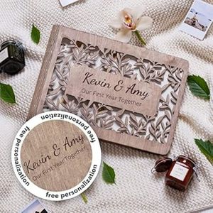 <span class=keywords><strong>Livre</strong></span> d'or en bois personnalisé A4 vierge avec couverture en bois <span class=keywords><strong>de</strong></span> phylloxyne, gravé au laser, pour mariage, vente en gros - Product Image 4