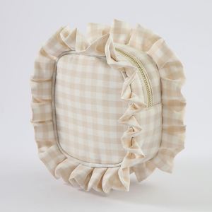 Sacs cosmétiques à volants en nylon écologique personnalisés pour femmes, grande capacité, à la mode, portables, avec fermeture éclair, pour le voyage - Product Image 3