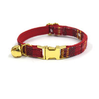 Collier pour chat avec clochette et motif de Noël mignon, nom gravé, rouge, accessoire pour les fêtes d'hiver