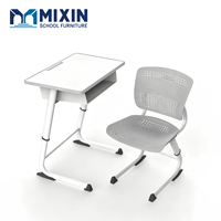 Bureau d'élève pour l'école primaire, mobilier de classe pour l'école primaire, table d'étude en plastique pour élèves, hauteur réglable