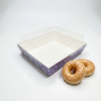 Boîte d'emballage pour plateau de charcuterie à emporter, boîte à sandwich en papier kraft carrée, boîte à gâteau avec couvercle transparent