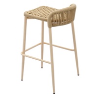 Beige Jardin Bistro Comptoir Hauteur Chaises Meubles Extérieur En Aluminium Patio Sans Bras Tissé Corde Haute Bar Tabourets