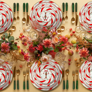 Juego de Platos de Porcelana con Logotipo de Corona Navideña, Vajilla de Porcelana para Eventos, Catering y Alquiler - Product Image 2