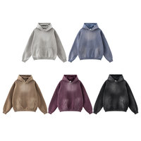 Nouveauté 2024 : Sweat à capuche pour homme, coupe oversize, avec logo personnalisé, effet vieilli, en molleton 332 GSM, coton et polyester, pour l'automne, finition Monkey Wash