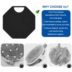 OEM/ODM Épurateur corporel octogonal et crochet de stockage Lavage Massage Douche Exfoliant Silicone Brosse corporelle Épurateur de peau Brosses de bain <span class=keywords><strong>Spon</strong></span> - Product Image 5
