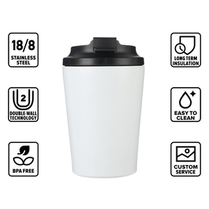 Tazze da <span class=keywords><strong>Caffè</strong></span> Riutilizzabili in Acciaio Inox a <span class=keywords><strong>Doppia</strong></span> <span class=keywords><strong>Parete</strong></span> da 12 oz con Coperchio Antigoccia, Tazza da Viaggio Isolata Riciclabile da 12 oz - Product Image 3