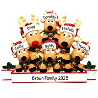 Ensemble d'ornements de Noël personnalisables en forme de famille de rennes, figurine de cerf en résine pour décoration d'arbre et cadeaux