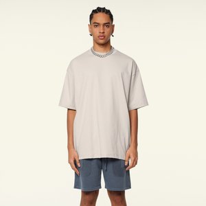 T-shirt personalizzata da uomo taglie forti e alti - Maglietta a maniche corte, spessa, tinta unita, con spalle scese e stampa logo personalizzata - Product Image 2