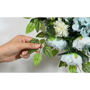 <b>Artificial</b> Blue White Flower <b>Bouquet</b> Decorative Wreaths and Swags Floral Arrangement for Home Wedding Event Decoration - Product Image 5