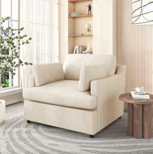 Fauteuil d'appoint surdimensionné Mirod - Coussins d'accoudoirs confortables, style neutre polyvalent, design élégant pour salon et chambre à coucher - Product Image 1