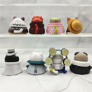 8 couleurs dans un ensemble 3-4cm Anime mignon chat Style <span class=keywords><strong>Luffy</strong></span> chapeau de paille <span class=keywords><strong>équipage</strong></span> modèle avec base pour décoration de gâteau de voiture - Product Image 4