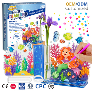 Kit de imán para nevera DIY de acrílico con diseño de flor y diamantes, patrón de sirena submarina y océano, y bolígrafo de diamantes para decoración de nevera de cocina para niñas - Product Image 1