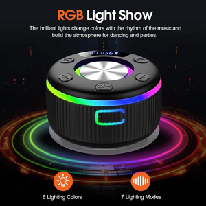 ลำโพงกันน้ำ IPX7 สำหรับอาบน้ำ พร้อมไฟ RGB และนาฬิกา LED สำหรับห้องน้ำและกลางแจ้ง เครื่องรับสัญญาณเสียงไร้สาย BT - Product Image 4
