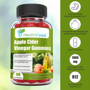 Hot Selling Apple Cider Vinegar Gummies 500MG ACV Maintain Cholesterol Level Antioxidants 30 Day Supply Pomegranate Beetroot - Product Image 6